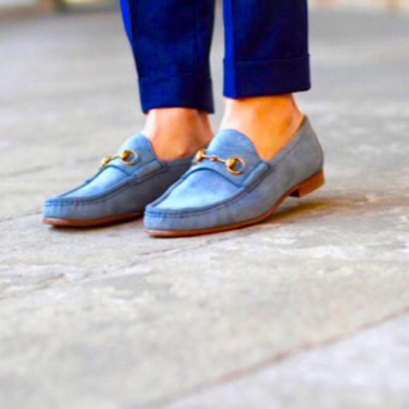 gucci blue horsebit loafer